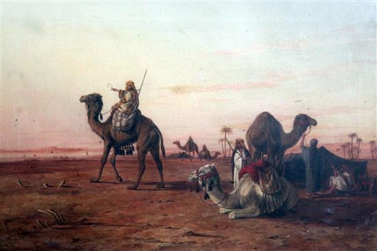 William Luker (1828-1905) Arabs and camels in an encampment 12 x 18in.